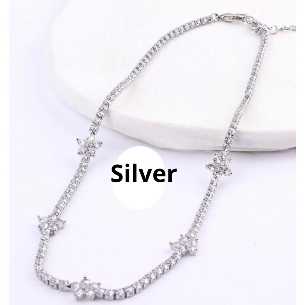 Five pointed star CZ stone chain necklace